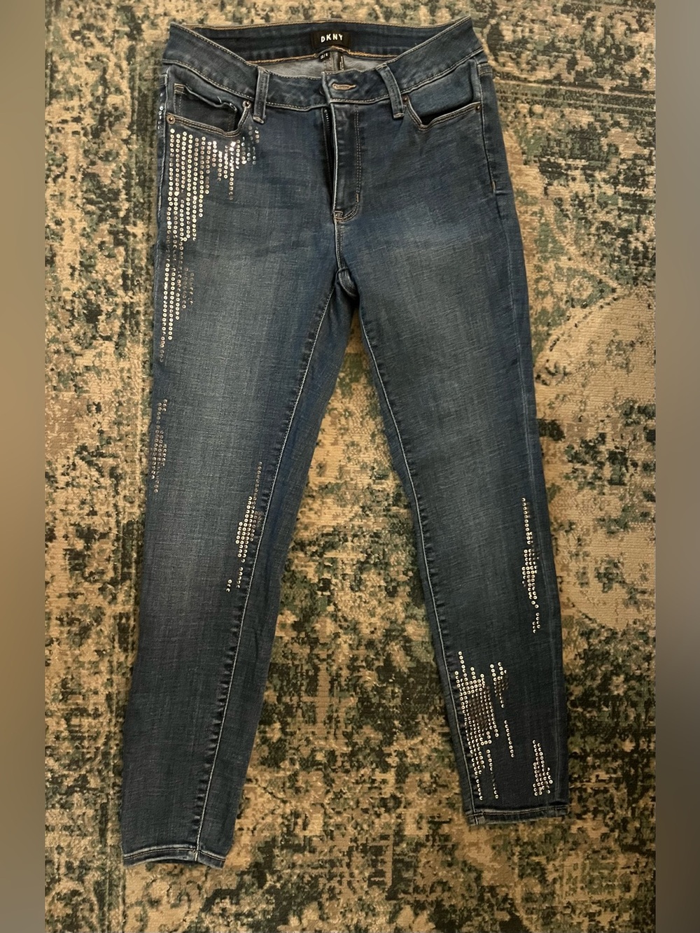DKNY Women's Blue Studded Skinny Jeans